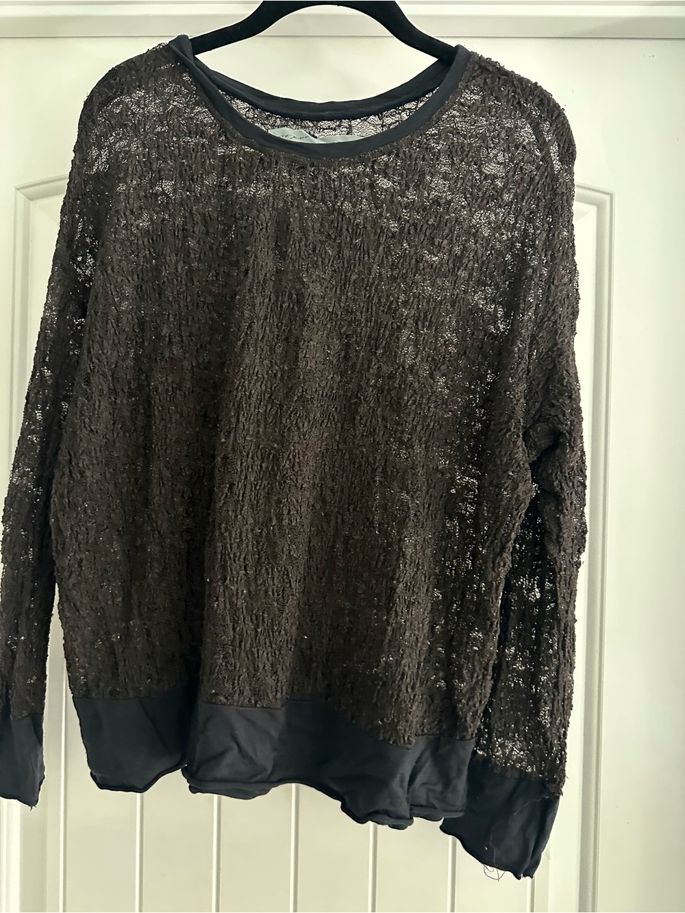 Raquel Allegra Sheer Textured Brown Pullover